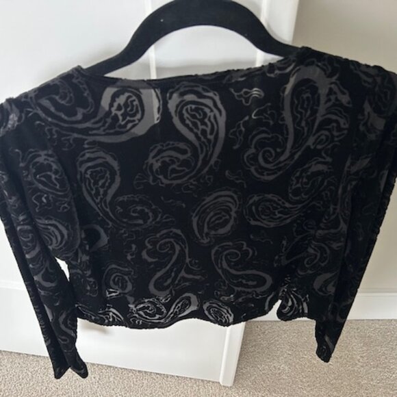 Sympli black cut velvet long sleeve crop top size 6 - Picture 2 of 5